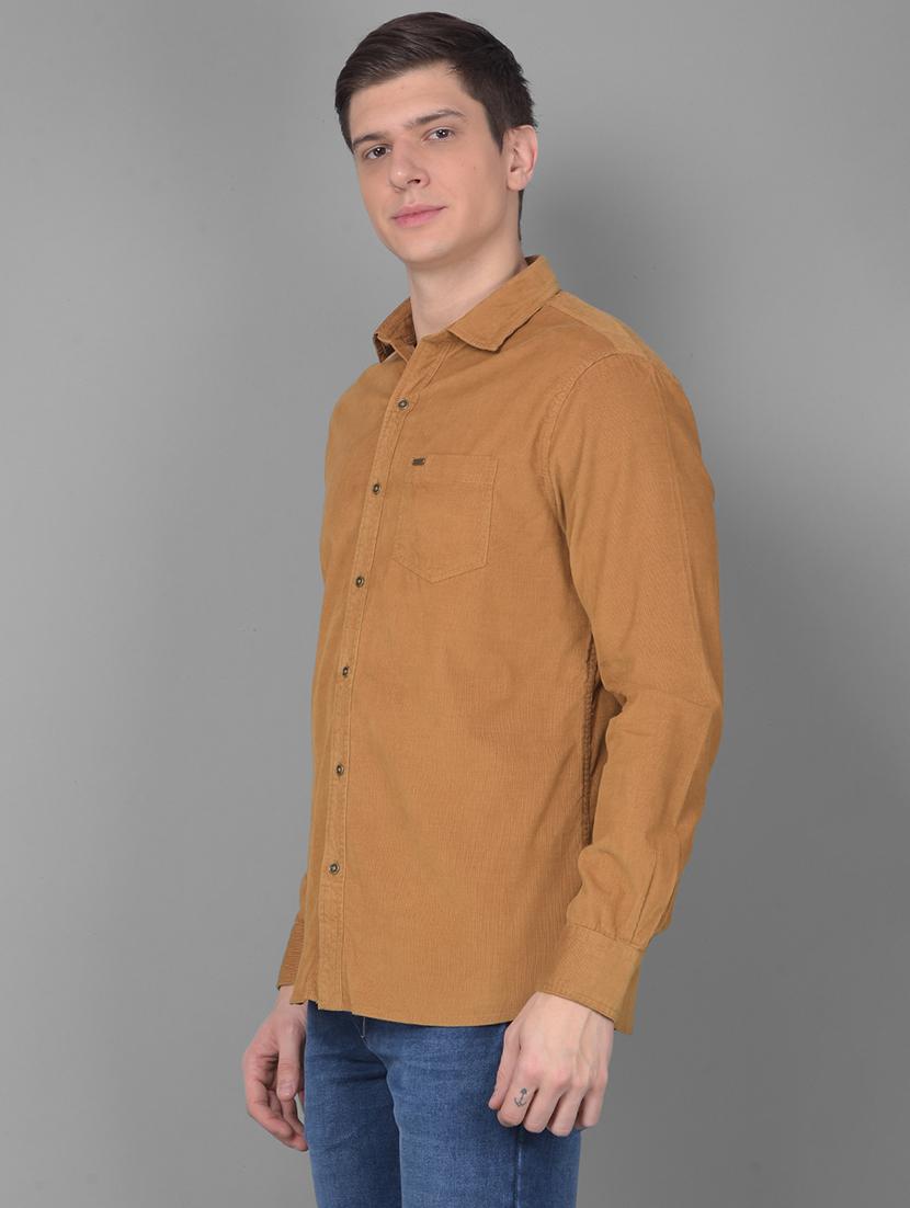men solid brown slim fit casual shirt - 20554873 - Standard Image - 1