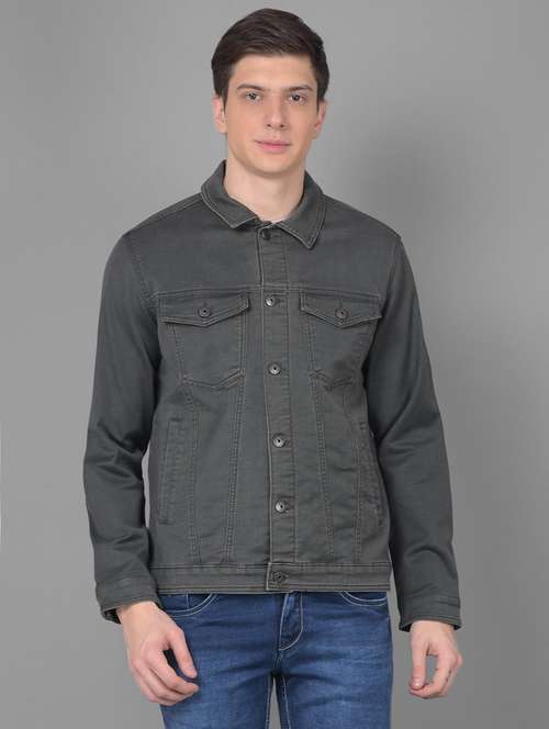men solid casual denim jacket - 20554881 -  Standard Image - 0
