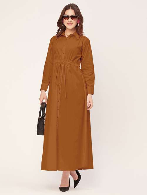 women solid button downed shirt dress - 20555347 - Standard Image - 0
