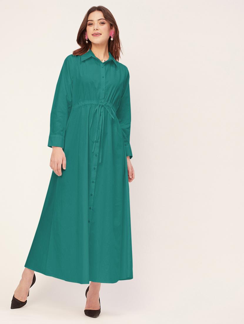 women solid button downed shirt dress - 20555348 - Standard Image - 1