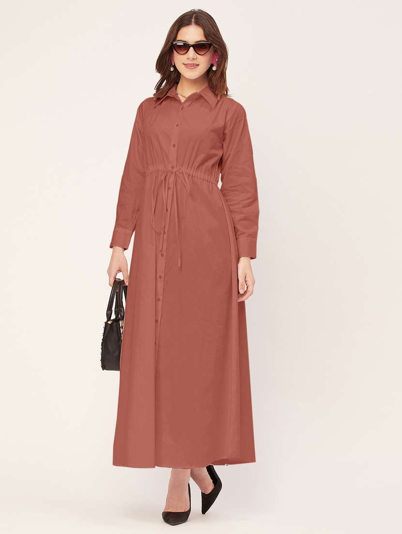 women solid button downed shirt  dress