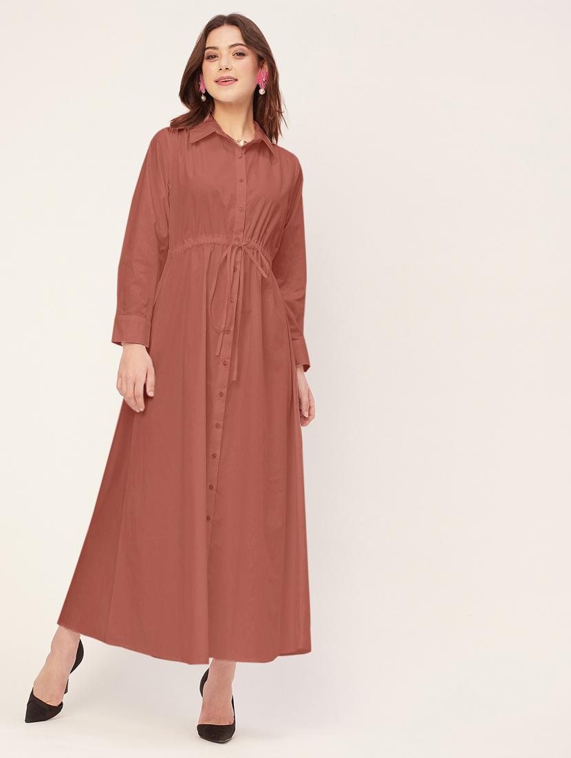 women solid button downed shirt dress - 20555350 - Standard Image - 1
