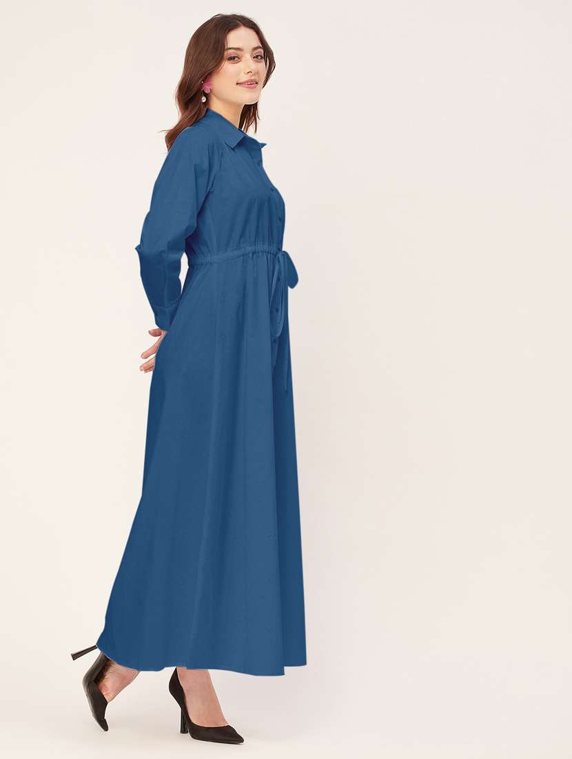 women solid button downed shirt  dress - 20555354 -  Standard Image - 1