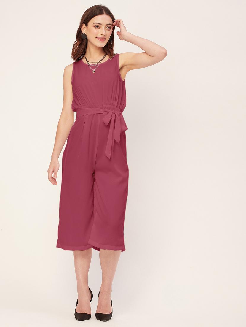 women solid sleeveless belted jumpsuit - 20555357 -  Zoom Image - 0