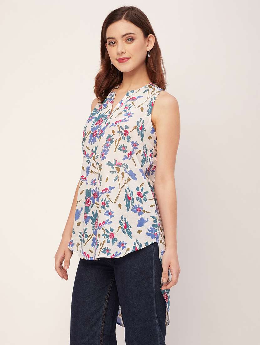 women floral print high-low top - 20555364 -  Standard Image - 1