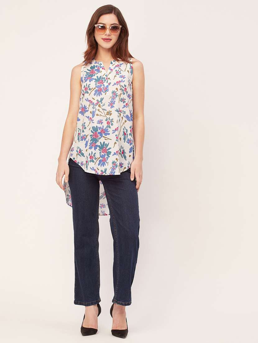 women floral print high-low top - 20555364 -  Standard Image - 4