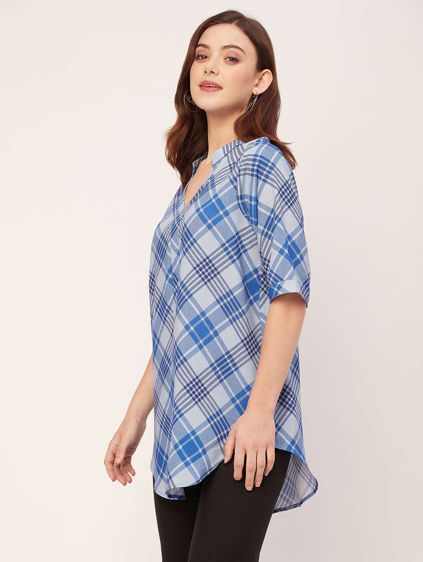 women checkered regular top - 20555366 -  Standard Image - 1
