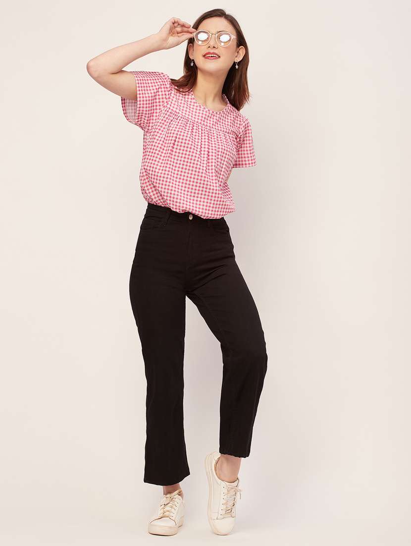 women checked front pleated casual top - 20555367 -  Standard Image - 4