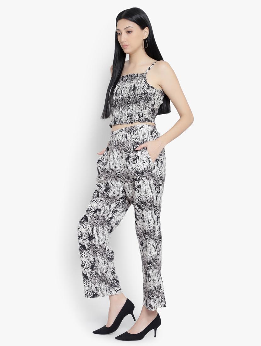 black & white crepe co-ord set - 20555403 - Standard Image - 1