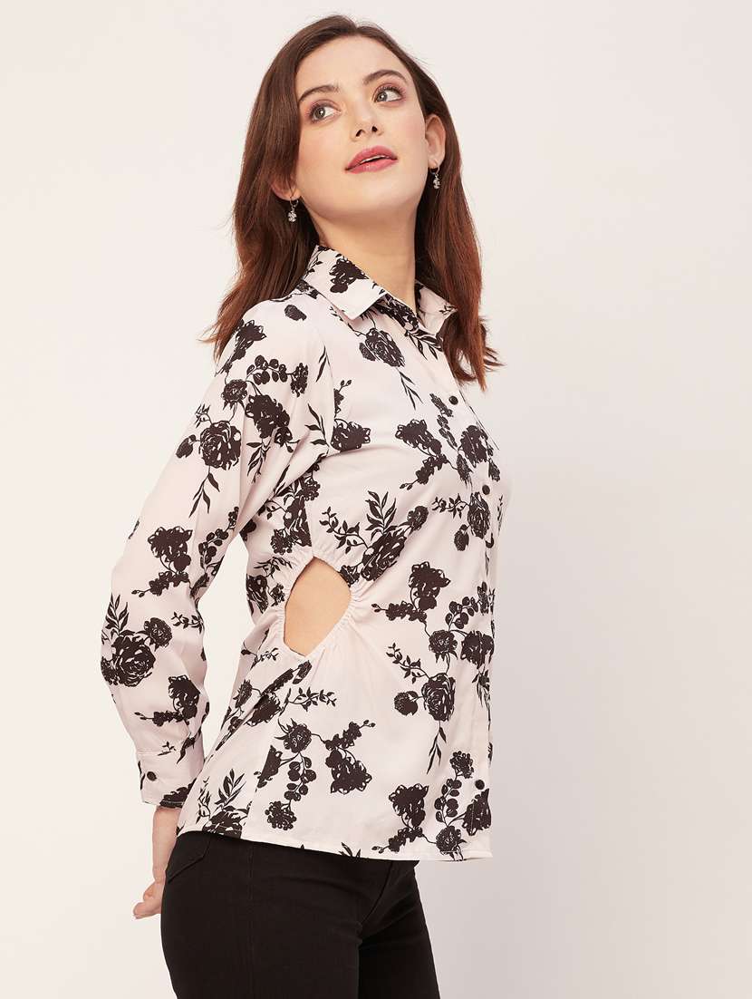women floral printed detailed shirt