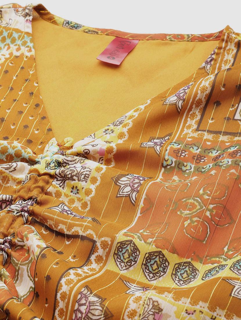 yellow georgette aline dress - 20556362 - Standard Image - 4