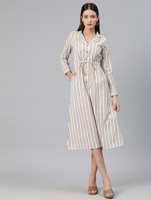 women striped lapel collar shirt dress - 20556372 -  Standard Image - 0