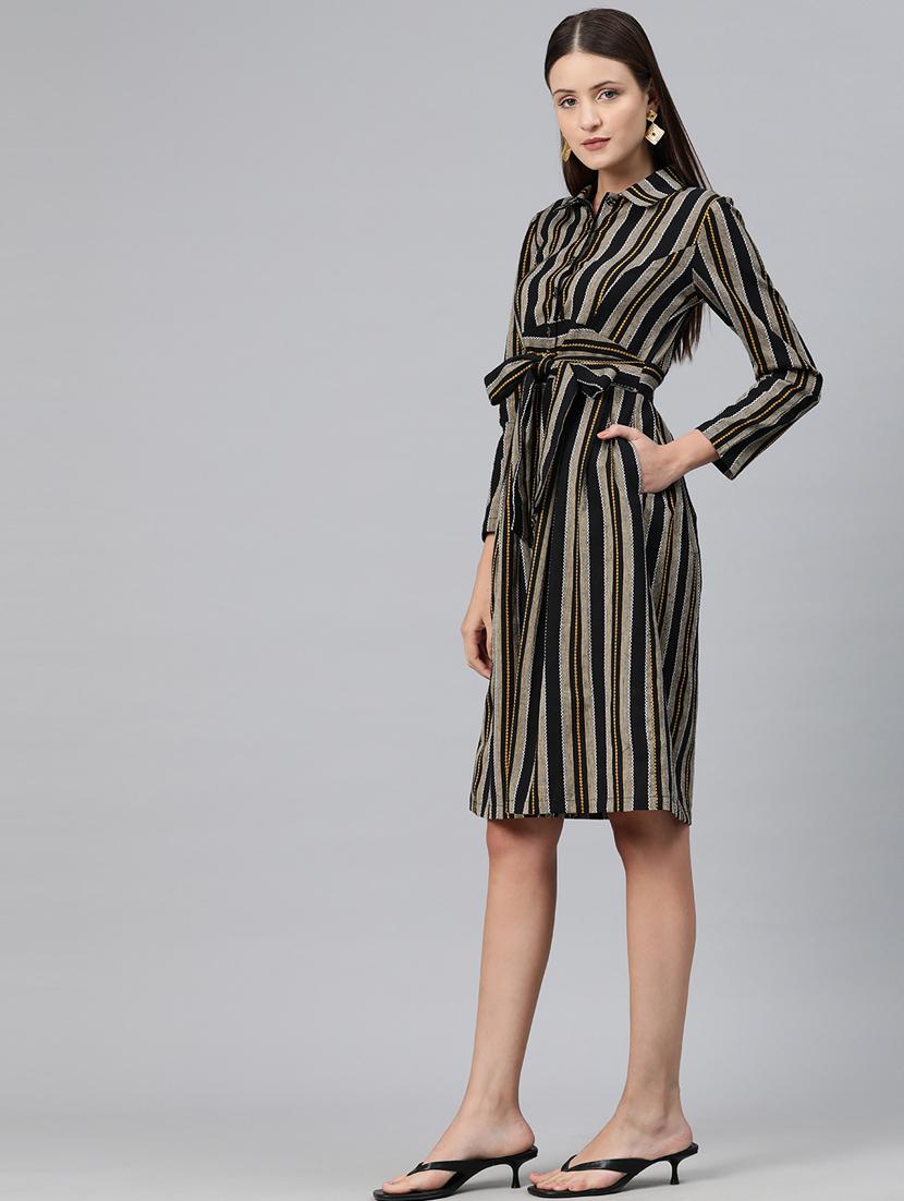 black cotton shirt dress - 20556378 - Standard Image - 1