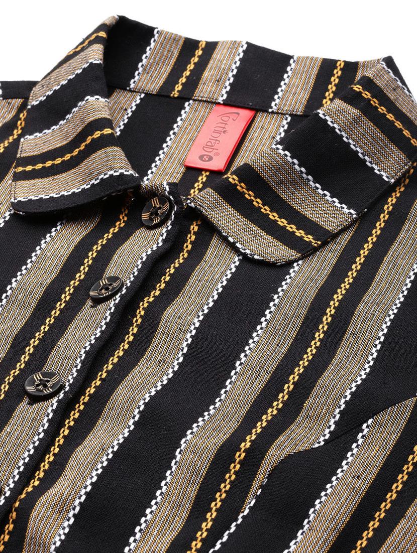 black cotton shirt dress - 20556378 - Standard Image - 4