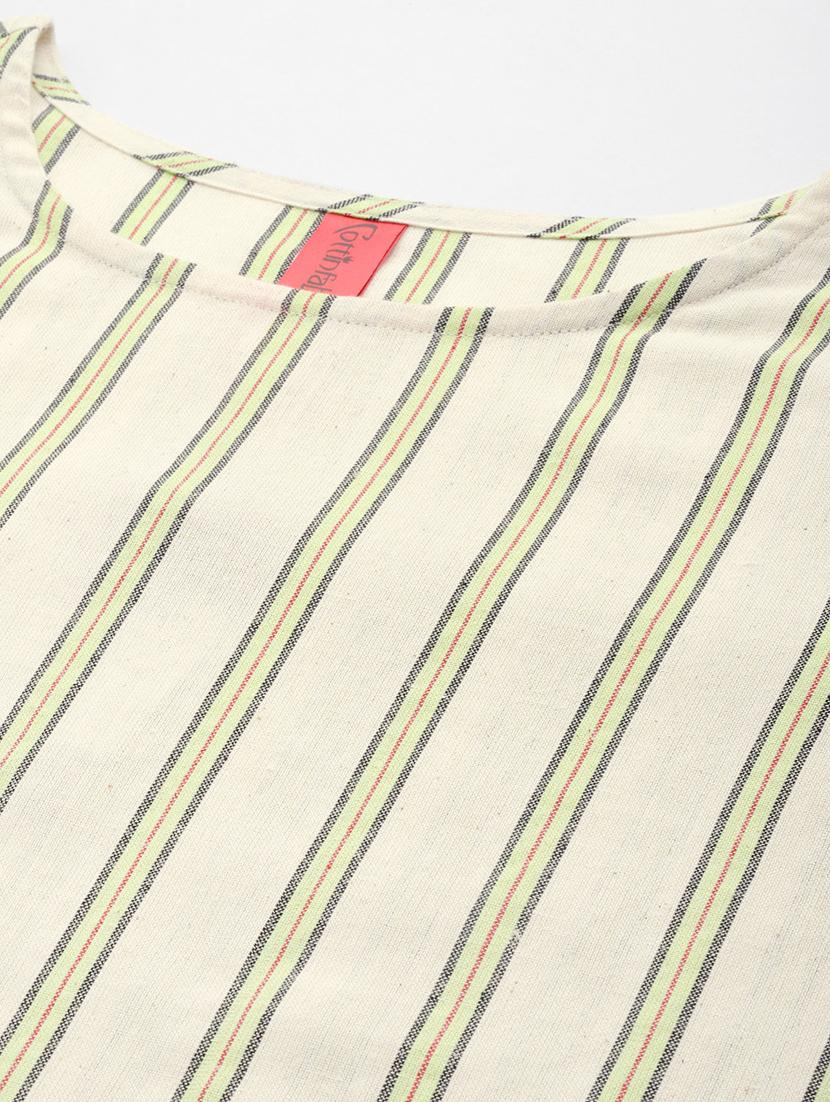 women striped top with tie up - 20556401 - Standard Image - 4