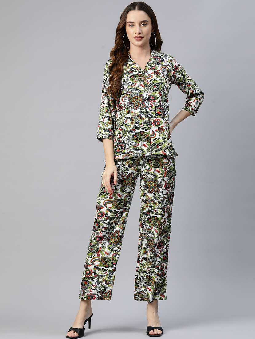 women printed top and trouser co-ord set