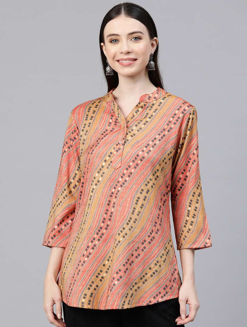 orange rayon aline kurti