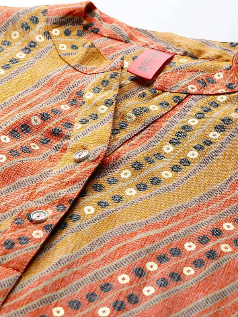orange rayon aline kurti - 20556430 - Standard Image - 4