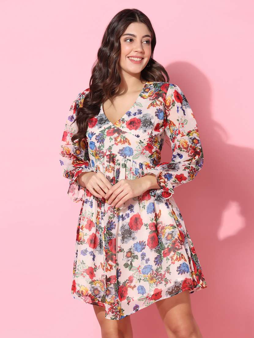women floral printed short dress