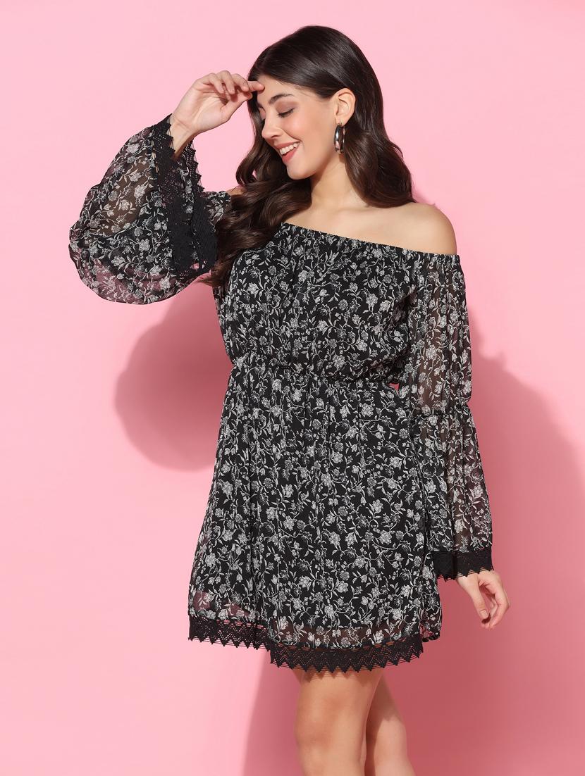 women floral printed fit & flare mini dress  - 20560103 -  Standard Image - 1