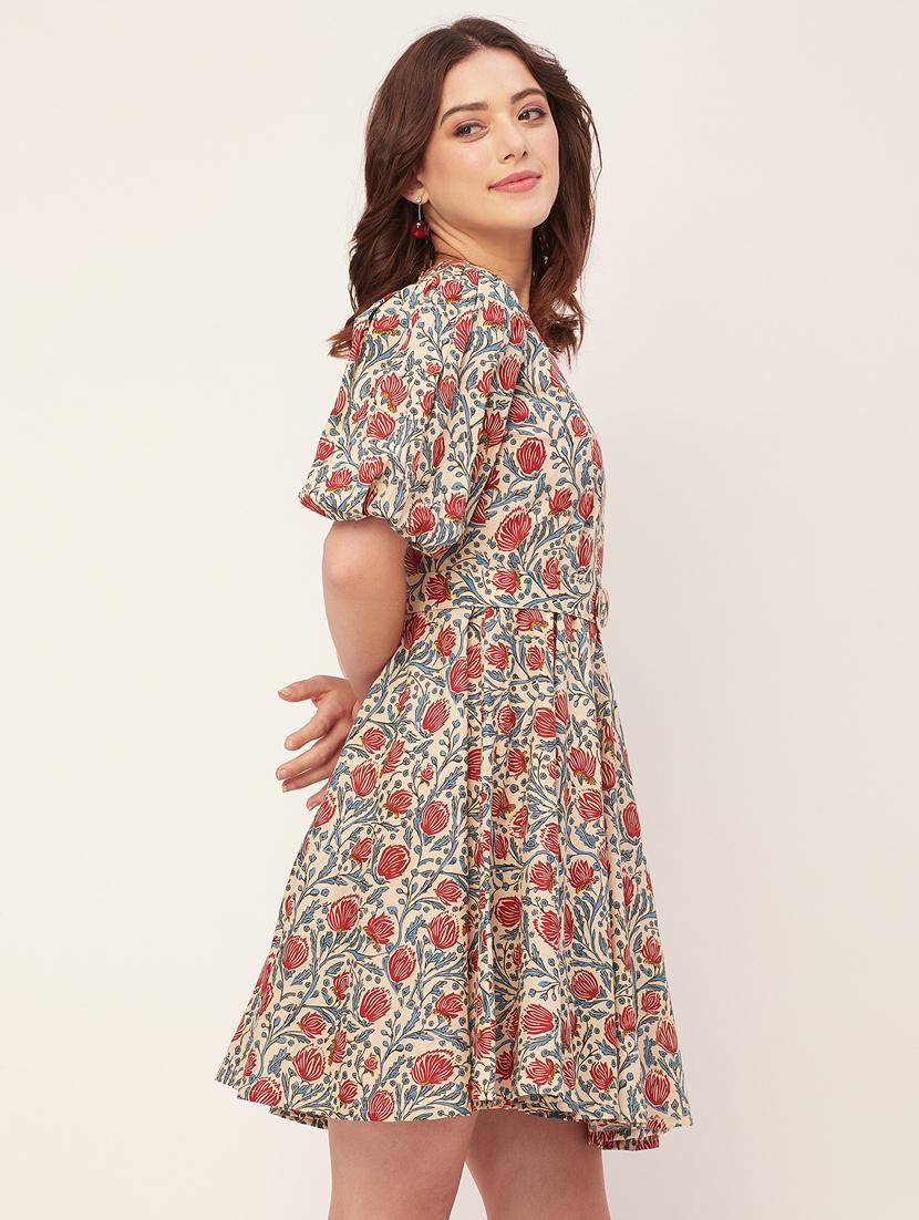 women ethnic floral printed fit & flare dress - 20560598 - Standard Image - 1