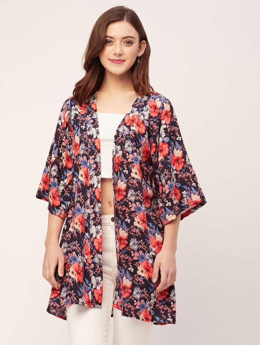 women floral printed casual shrug