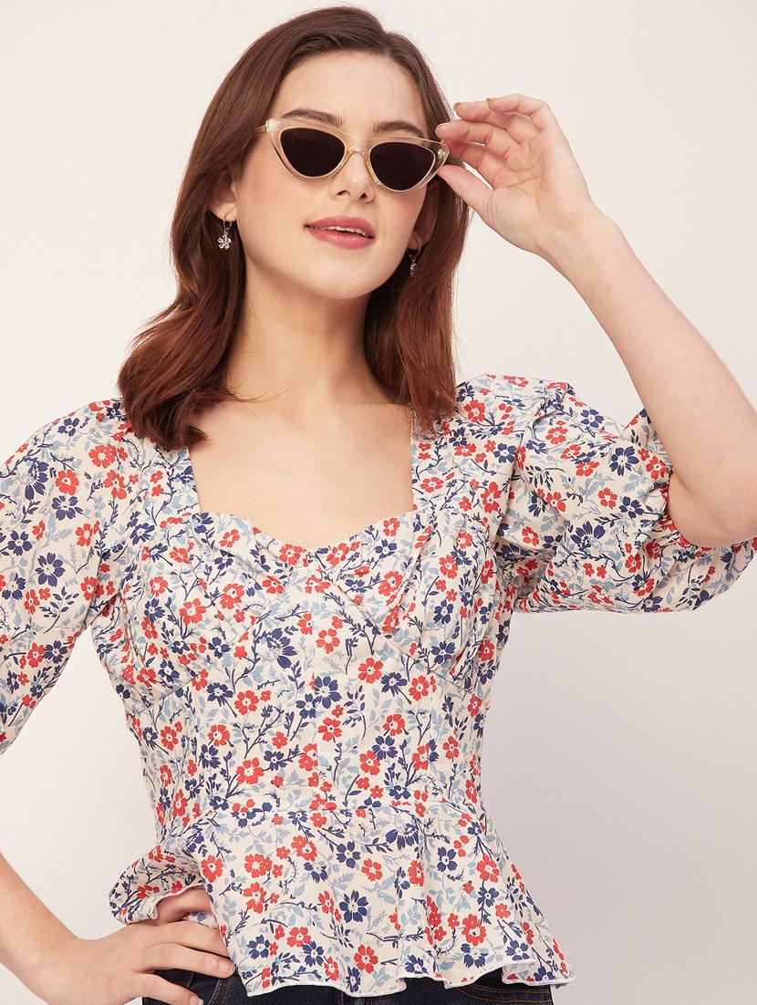 women floral printed peplum top - 20560615 - Standard Image - 1
