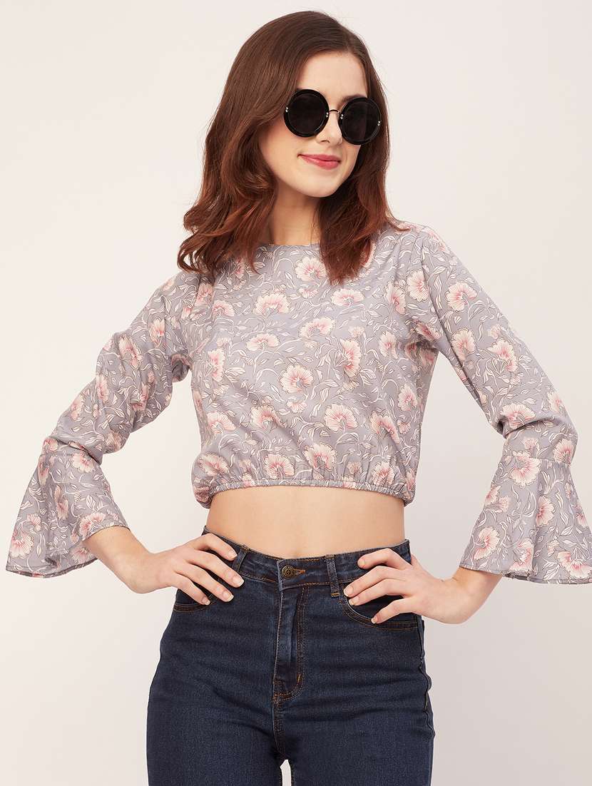 women floral printed crop top - 20560619 -  Standard Image - 1