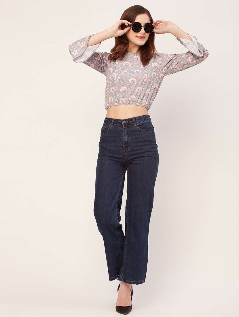 women floral printed crop top - 20560619 -  Standard Image - 4