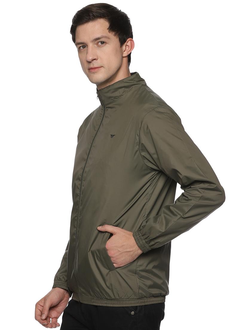 olive lycra blend casual jacket - 20560665 - Standard Image - 1