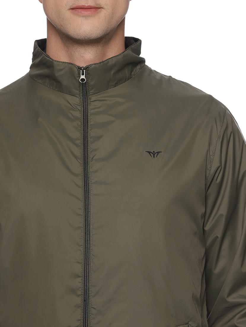 olive lycra blend casual jacket - 20560665 - Standard Image - 4