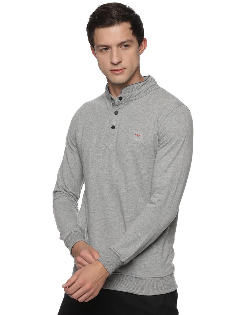 men solid button detailed sweatshirt - 20560674 -  Standard Image - 1
