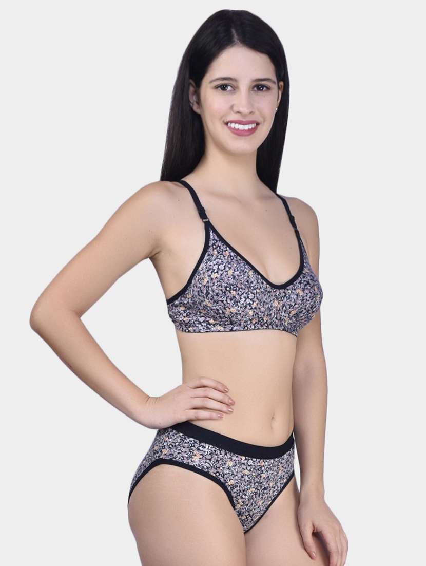white cotton blend bras and panty set - 20560902 - Standard Image - 1