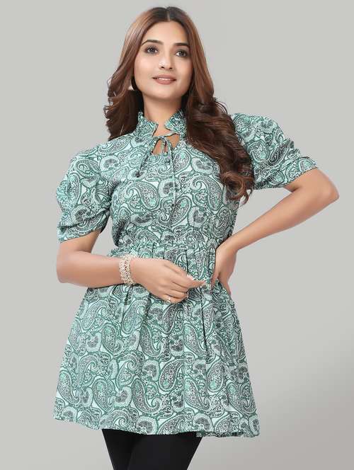 green printed regular tunic