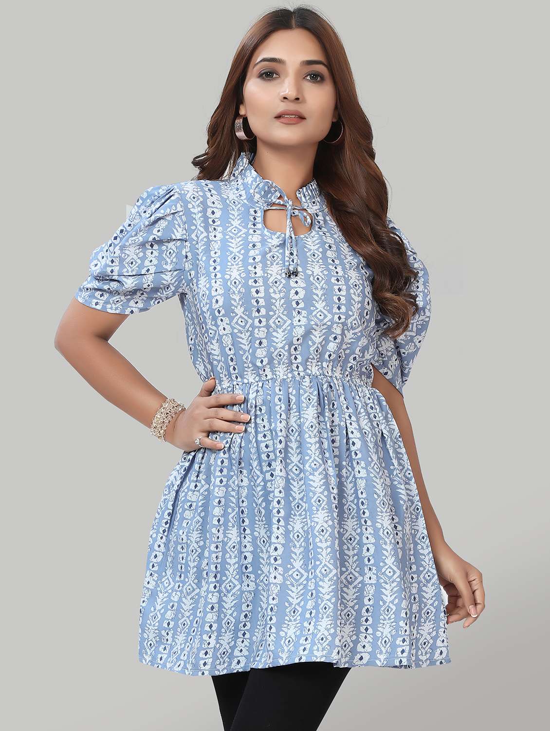ai aqua printed regular tunic - 20561221 -  Zoom Image - 0