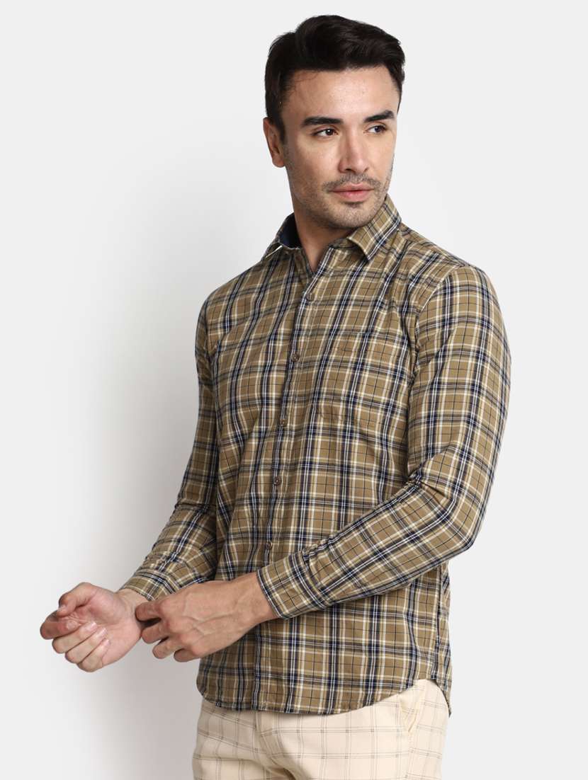 men checkered collared casual shirt - 20562380 -  Standard Image - 1