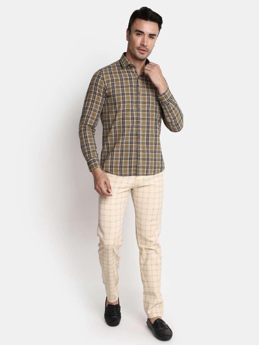men checkered collared casual shirt - 20562380 -  Standard Image - 4