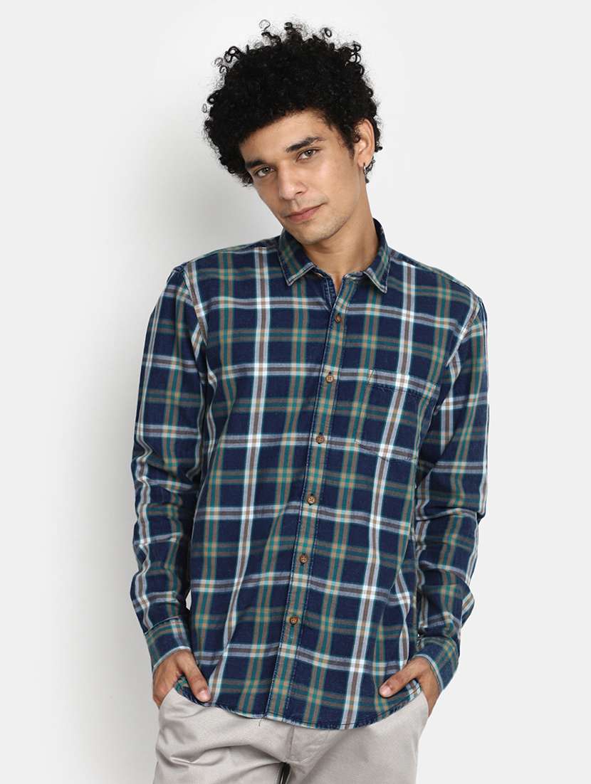 men regular fit check shirt