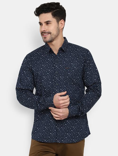navy blue printed casual shirt - 20562446 - Standard Image - 0