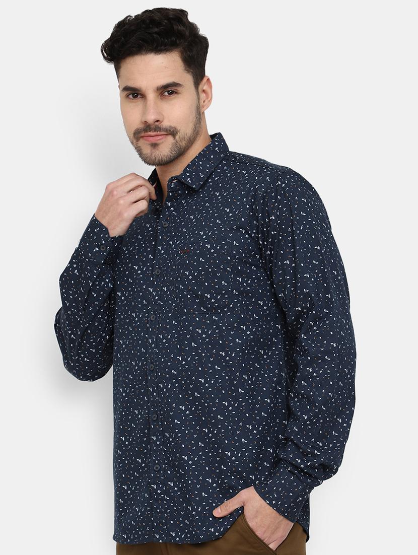 navy blue printed casual shirt - 20562446 - Standard Image - 1