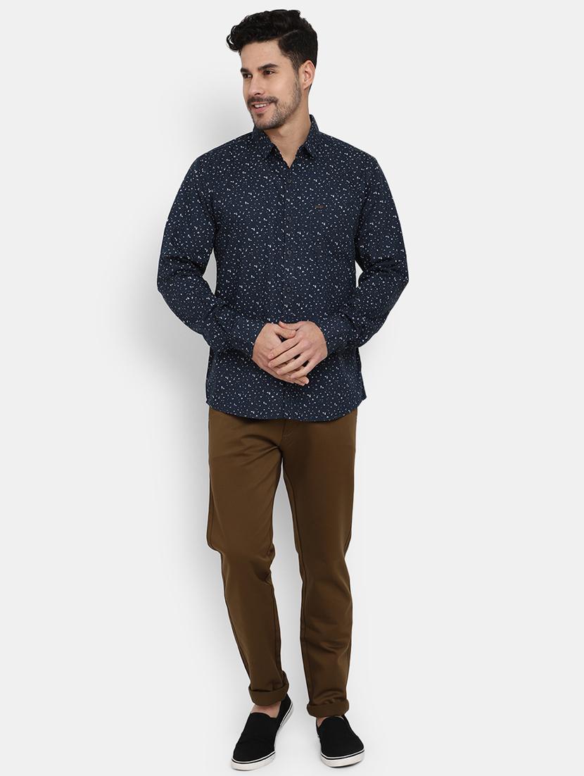 navy blue printed casual shirt - 20562446 - Standard Image - 4