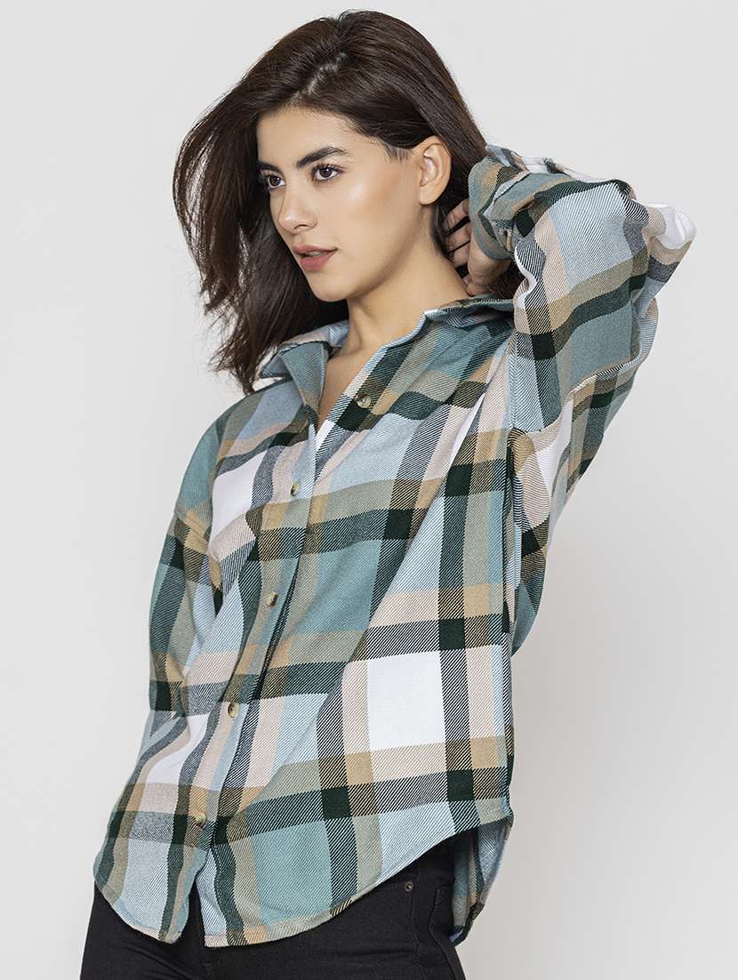 multi colored checkered oversized shirt - 20562548 -  Standard Image - 1