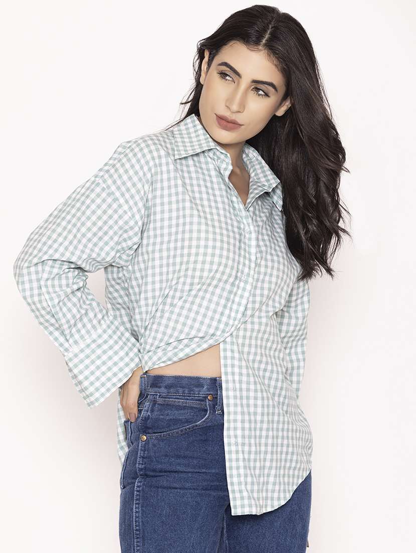 women checkered oversized shirt - 20562553 -  Standard Image - 1
