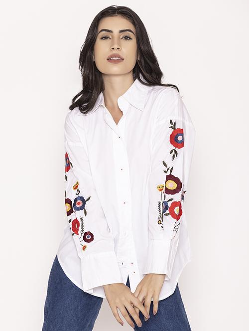 women embroidered oversized shirt - 20562557 - Standard Image - 0