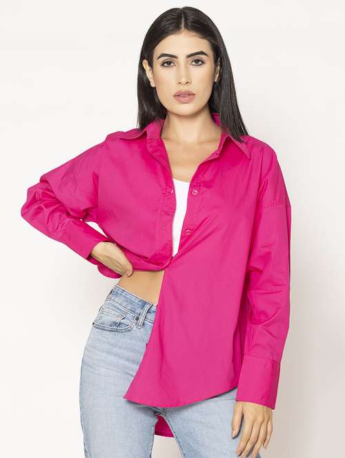 women solid oversized shirt