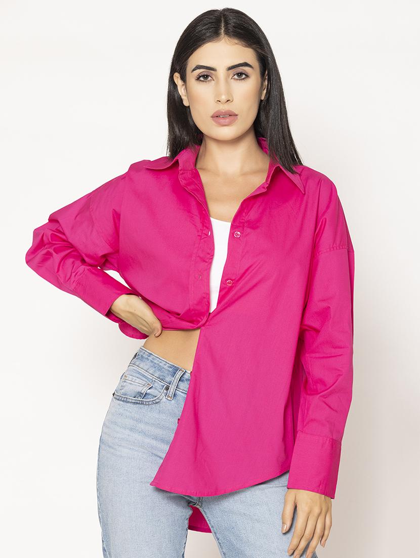 women solid oversized shirt