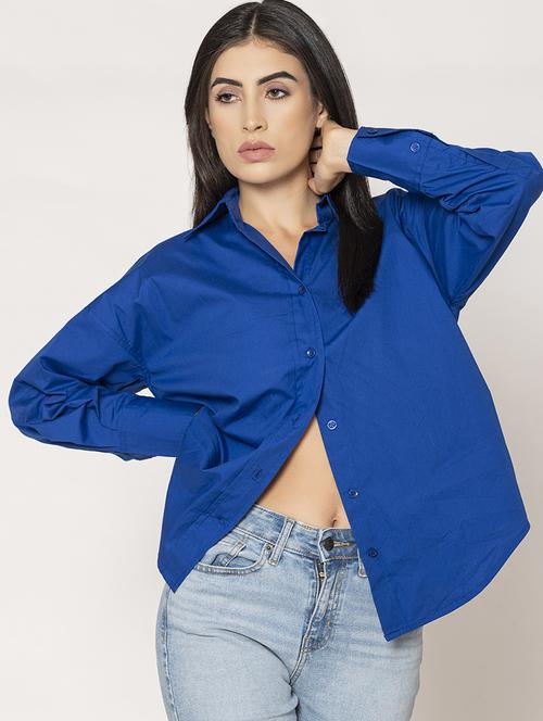 women solid oversized shirt - 20562573 -  Standard Image - 0