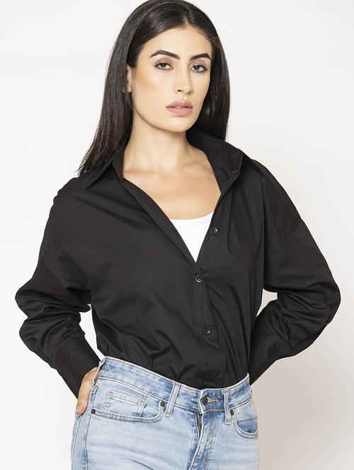 women solid oversized shirt - 20562575 - Standard Image - 0