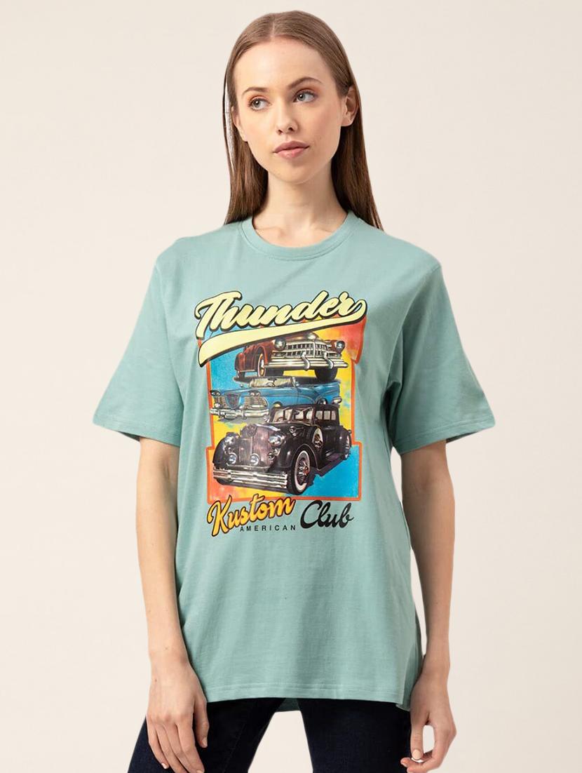 women's front print round neck t-shirt - 20562586 -  Zoom Image - 0