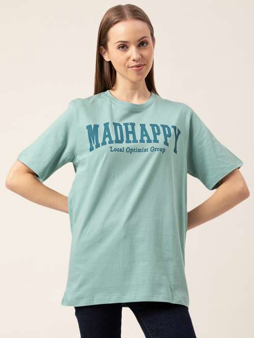 women's chest print round neck t-shirt - 20562592 -  Standard Image - 0
